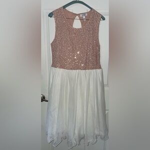 Speechless Plus Size Girls Rose Pink Sequin Bodice White Tulle Dress